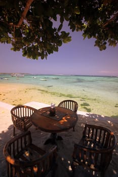 A beach in Jungutbatu Beach in the west of the small island of Nusa Lembongan in the eastern island of Bali in Indonesia in South East Asia.