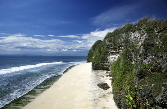 A beach called Paradise Beach or Dreamland Beach in the south of the island of Bali in Indonesia in South East Asia.