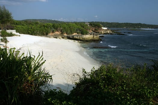 A beach in south of the small island of Nusa Lembongan in eastern Bali,Indonesia,in South East Asia.