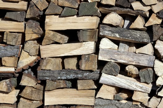 Freshly chopped firewood for the fireplace