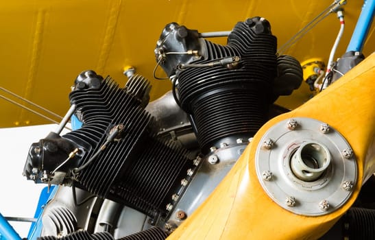 Old airplane engine cylinders and propeller