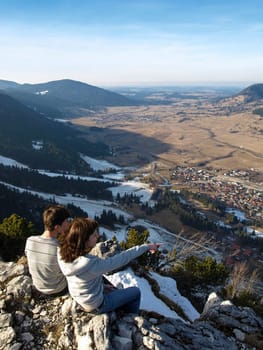 Couple on Kofel,Ammergau Alps,Upper Bavaria,Germany