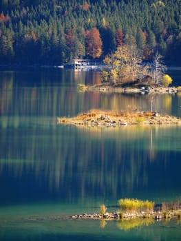 Islands in the Eibsee,Upper Bavaria,Germany
