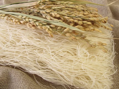 Rice noodles and rice risps