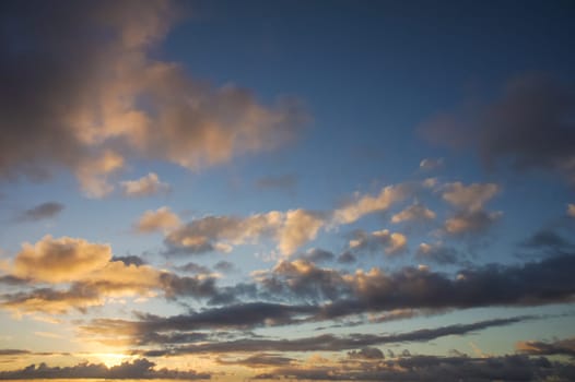 Colred Sunrise Clouds over the Atlantic Ocean in Tenerife Canary Islands