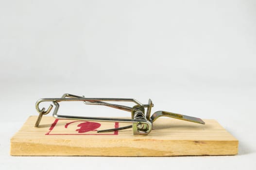 Wooden Mouse Trap on a White Background