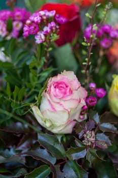 Colorful mixed flowers bouquet with various flowers for Valentine's Day and Mother's Day