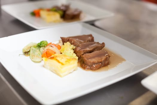 fresh fillet prepared with fine sauce in the restaurant kitchen gastronomy gourmet eat
