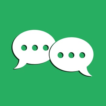 Dialog symbol on a green background. Flat design element.
