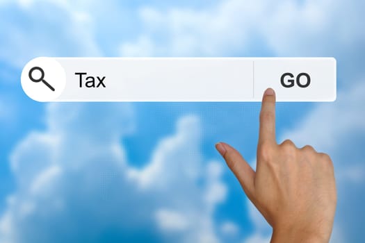 Tax with hand click on search bar