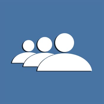 People group symbol on a blue background. Flat design element.