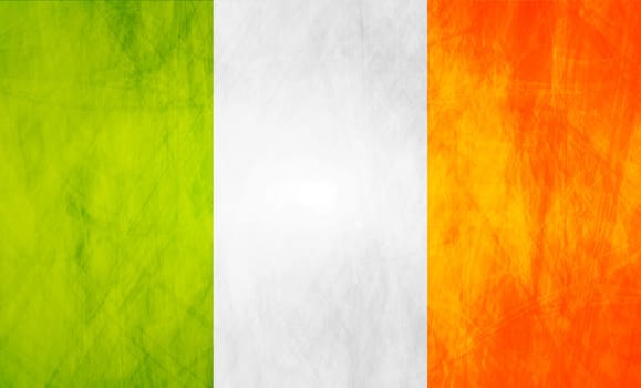 Grunge illustration of Irish flag. Vector background