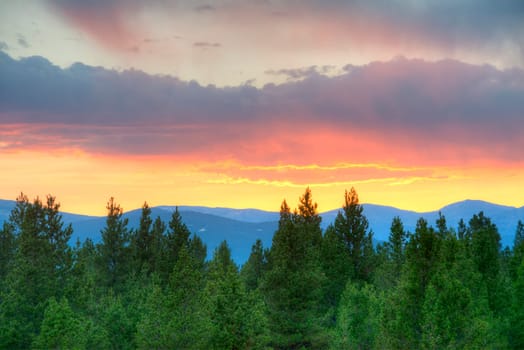 Sunset Over Rocky Mountains