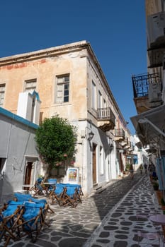 Streets of Parikia in the morning in Paros, Greece