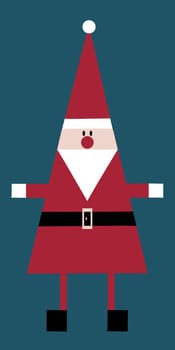 Quirky geometric Santa illustration. Quirky Father Christmas. Geometry. Triangular shaped Santa. Modern Christmas. Sleek Santa. Christmas Tree shaped Sant Claus.