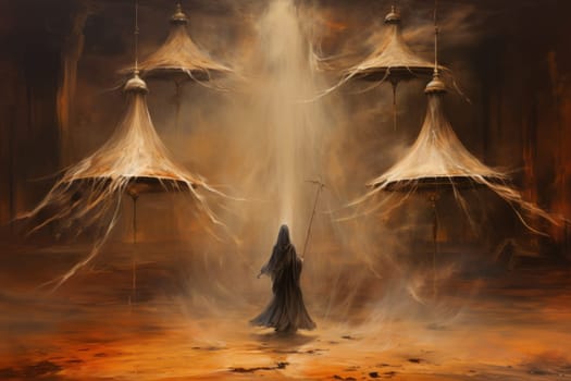 Immerse yourself in the realm of fantasy and behold the awe-inspiring sight of whirling sandstorm djinns.