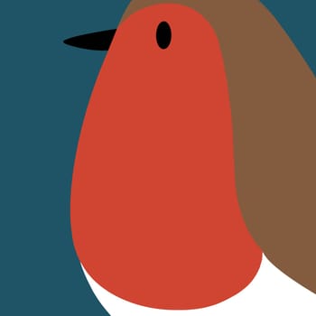 Close up view of a cute cartoon robin.  A simple contemporary Christmas design.