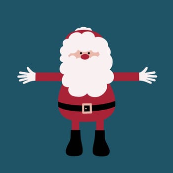 Illustration of a fun quirky Santa with arms out wide ready for a hug. Santa hug. Welcome. Quirky Father Christmas. Cartoon style Christmas illustration. Perfect for the holiday season.