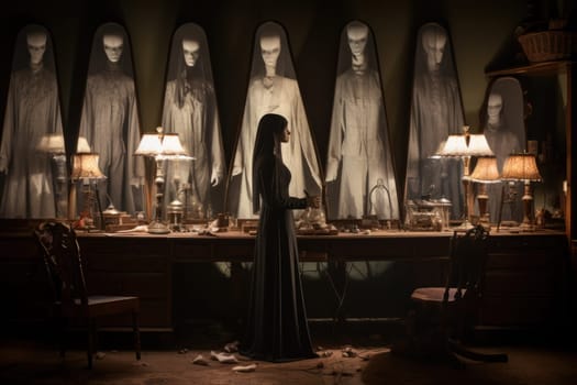 A mesmerizing portrayal of enchanted shadow mirrors, each reflecting tantalizing glimpses of parallel realms and alternate versions of oneself.