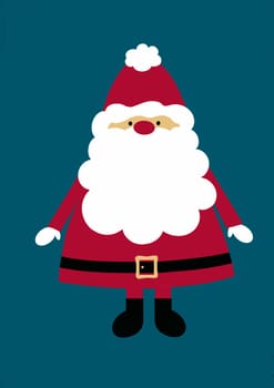 Modern Santa Claus illustration with a big bushy beard. This has been drawn in a simplistic cartoon style. AKA Father Christmas