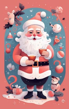 drinking man tea merry peaceful household christmas leisure cute male claus mug holiday caucasian festivity celebrate santa home father calm cookies. Generative AI.