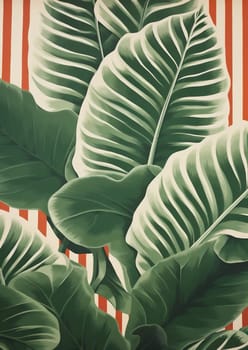 Wallpaper floral illustration texture design exotic jungle botanical print summer leaves nature pattern plant tree background green seamless tropic