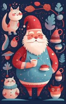 warm man mug life festivity christmas santa caucasian house beverage lifestyle leisure home cute year new holiday cookies claus decoration merry male. Generative AI.