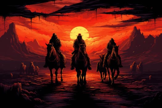 An awe-inspiring portrayal of fabled phoenix riders, gracefully soaring through the skies astride magnificent fiery avian creatures.
