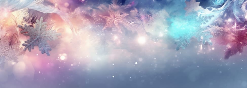 shiny blue year rainbow pastel bright holiday pink christmas abstract new shine background blurred wallpaper snowflakes bokeh beautiful star texture light flower. Generative AI.