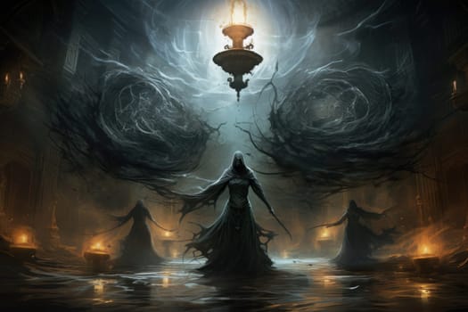 Immerse yourself in the realm of fantasy and behold the awe-inspiring sight of whirling sandstorm djinns.