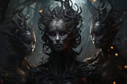 Deep within the realm of fantasy, vengeful banshees dwell, their anguished wails piercing the stillness of haunted forests.
