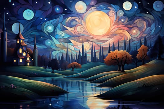 An enchanting portrayal of tranquil moonlit meadows, where dreams materialize and aspirations come to life.