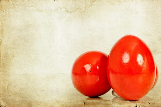Vintage photo of red Easter eggs on vintage background