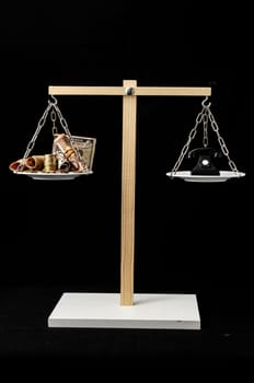 Money and Telephone on a Two Pan Balance