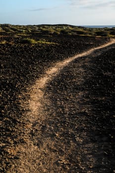 Dirt Road through the Desert in Tenerife Island Spain