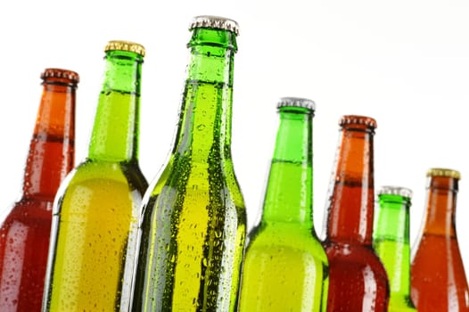 Bottles of beer isolated on white background
