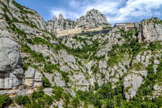 Overview Santa Maria de Montserrat monastery. Catalonia, Spain.