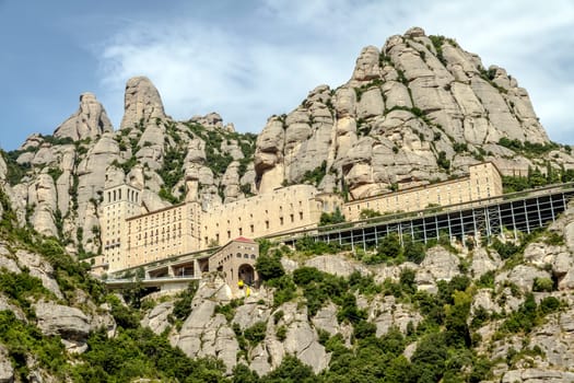 Overview Santa Maria de Montserrat monastery. Catalonia, Spain.