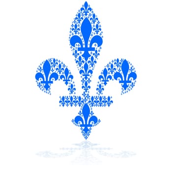 Concept illustration showing a blue fleur-de-lys icon made up of smaller versions of it