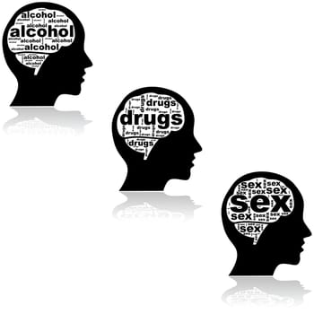 Concept illustration showing an addict's brain thinking only about the object of addiction