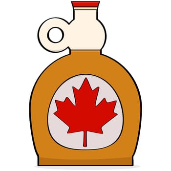 Cartoon illustration showing a bottle of Canadian maple syrup