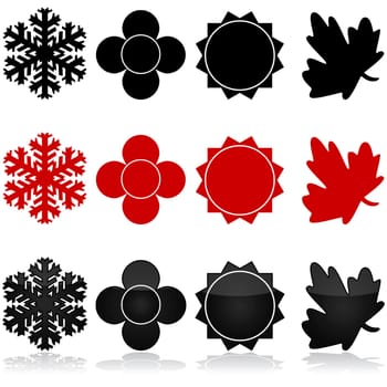 Icon set showing the four different seasons