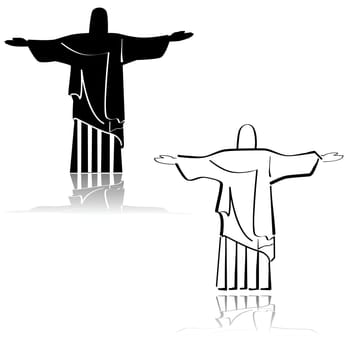 Concept illustration showing an icon depicting the famous Christ the Redeemer statue from Rio de Janeiro, Brazil