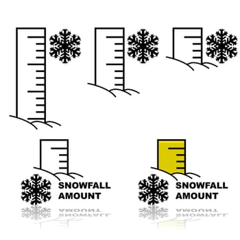 Concept illustration showing a ruler buried in snow to measure different amounts of snowfall
