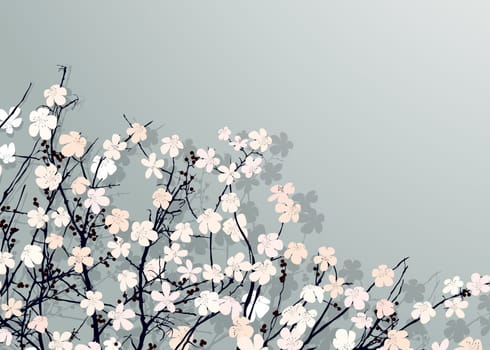 Postcard with fresh flowers and place for your text.