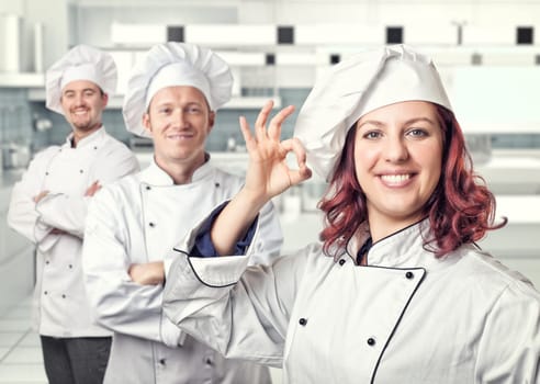 smiling young woman chef portrait