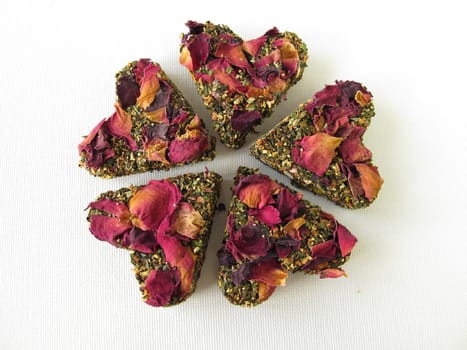 Shamrock from pressed tea hearts