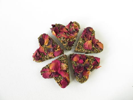 Shamrock from pressed tea hearts