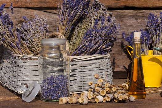 Dried lavender and poppy seeds
