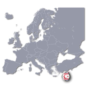 Map of Europe with Northern Cyprus